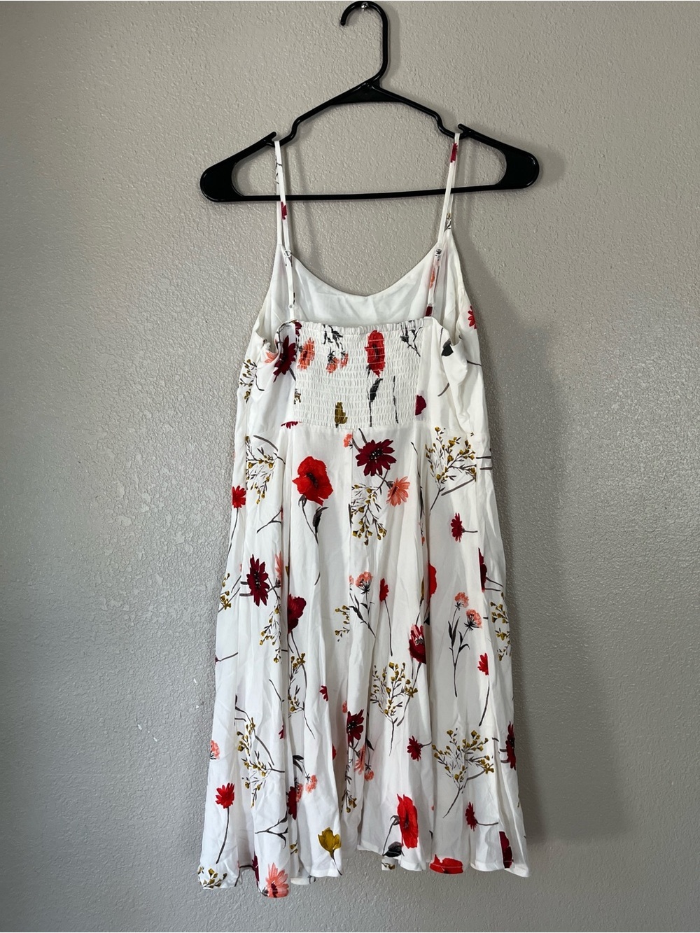 Old Navy White Floral Spaghetti-Strap Mini Dress with Red & Pink Blooms - Picture 3 of 7